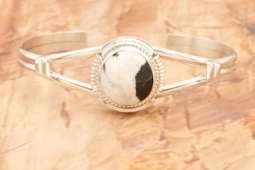 Genuine White Buffalo Turquoise Sterling Silver Bracelet